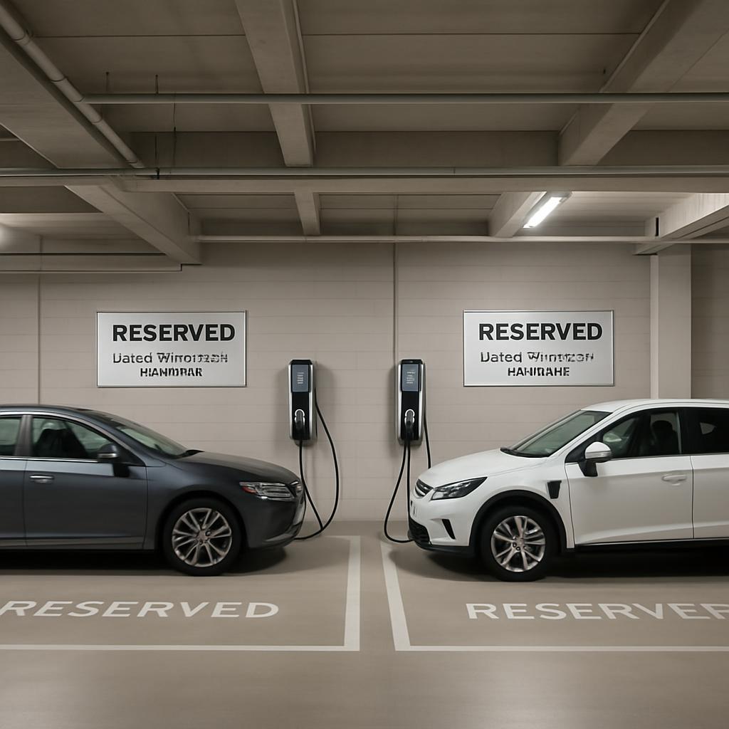 Cars Charging in Reserved Parking Space.